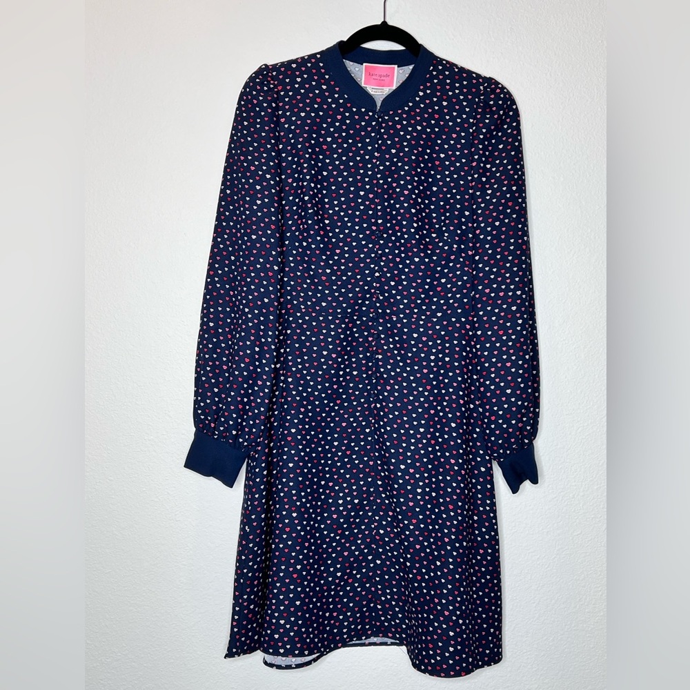Kate Spade Navy Blue Lips Crepe Swing Dress